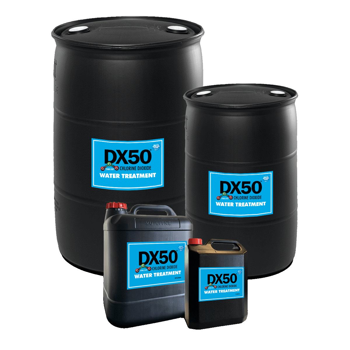 DX50 Water Tank Treatment containers collection