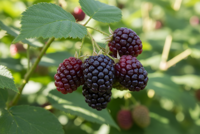 boysenberries  on plant